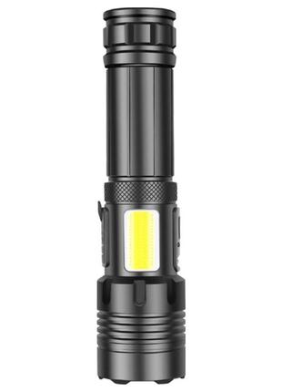 Ліхтар ручний quantum qm-fl1035 perfect 5w led zoom + 3w cob з type-c з функ power bank, li-ion 18650/2600 mah, bох