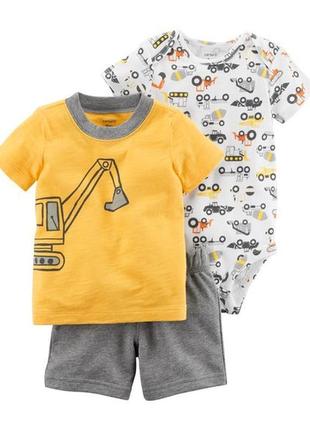 Детский костюм carter's для мальчика на 9 месяцев шорты, футболка и боди картерс
