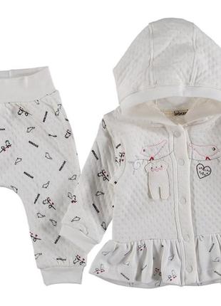 Детский комплект одежды (кофта + штаны) 68 размера для девочек 3-6 месяцев