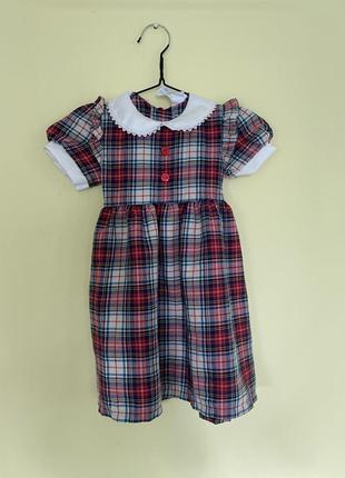 Glen appin of scotland дитяча шотландська вінтажна сукня плаття вінтаж для дівчинки з коміром в клітку клітчата на 1,5 - 2 роки літня1 фото