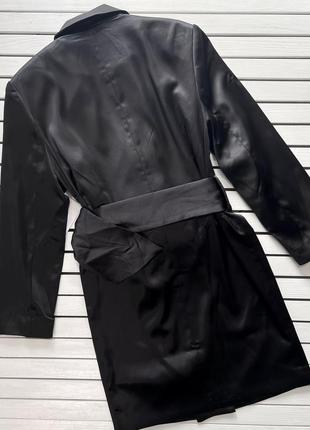 Черное атласное платье-пиджак na-kd, швеция4 фото