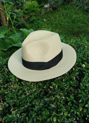 Шляпа соломенная федора, летняя шляпа, шляпа соломенная1 фото