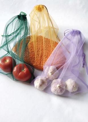 Эко мешочки сеточки, еко торбочки фруктовки. торбы для продуктов, многоразовые пакеты, мешки для овощей3 фото