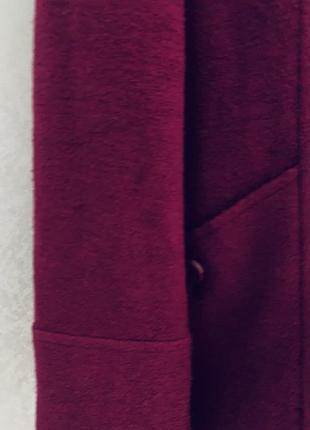 Батал!! брендовое пальто шерсть/вискоза полиэстр в насыщенном ягодном цвете!!!!4 фото