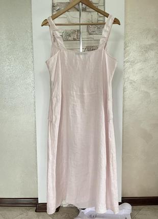 Лляна сукня сарафан міді з воланами oui