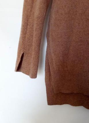 Стильный кашемировый свитер, джемпер с разрезами по бокам, оверсайз, бежевый, topshop3 фото