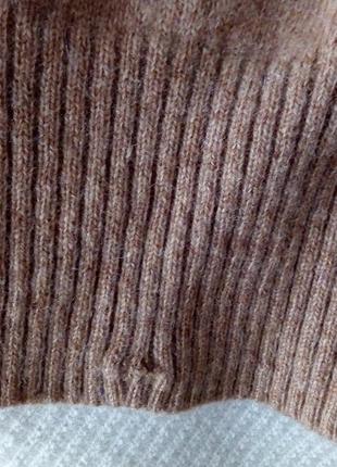 Стильный кашемировый свитер, джемпер с разрезами по бокам, оверсайз, бежевый, topshop6 фото