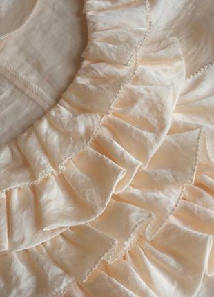 Блуза в винтажном стиле молочная с воланами шелковая бежевая элегантная старинная персик викторианский готический стиль5 фото