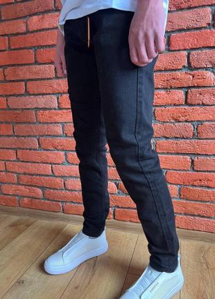 Вузькі чоловічі джинси чорного кольору (чорні), джинсові штани з класичні аналог4 фото