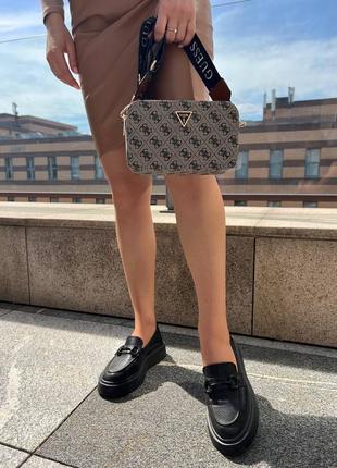 Женская серая сумка, кросс-боди guess snapshot из экокожи люксового качества украинская2 фото