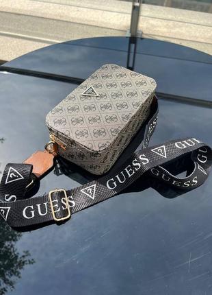 Женская серая сумка, кросс-боди guess snapshot из экокожи люксового качества украинская6 фото