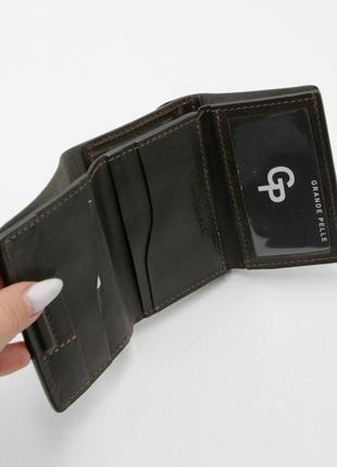 Небольшой кошелёк однотонный, коричневое портмоне из кожи, портмоне из натуральной кожи унисекс3 фото