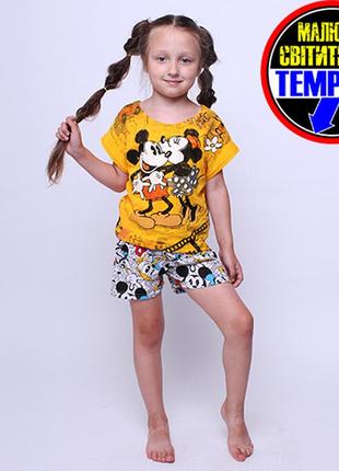Пижама детская футболка+шорты светяшка минные3 фото