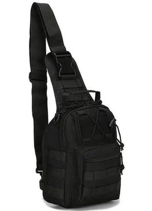 Тактична армійська сумка-рюкзак через плече для військових чорний1 фото