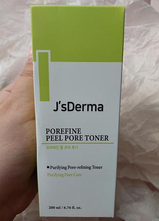 Тонер с aha-кислотой для сужения пор jsderma pore fi ne peel pore toner 200 ml