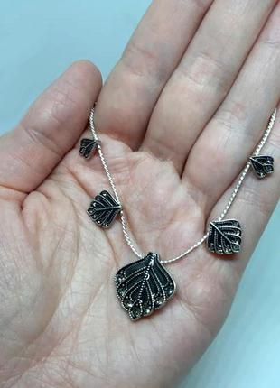 Кольє "листочки" чорна емаль кристали данія pilgrim4 фото