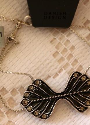 Кольє "листочки" чорна емаль кристали данія pilgrim7 фото