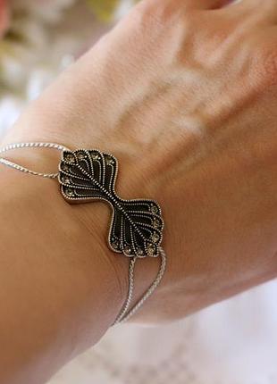 Кольє "листочки" чорна емаль кристали данія pilgrim6 фото