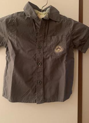 Детская брендовая хлопковая рубашечка nutmeg, размер 12-24мес 100%coton2 фото