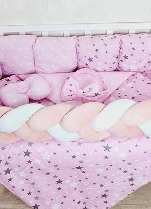 Постельный набор с косой "минимал" бортики защита в кроватку для новорожденного2 фото