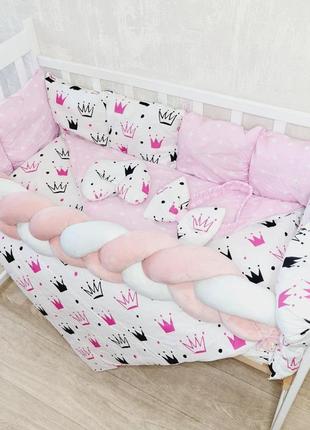 Постельный набор с косой "минимал" бортики защита в кроватку для новорожденного2 фото
