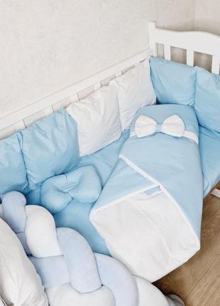 Постельный набор с косой "минимал" бортики защита в кроватку для новорожденного3 фото