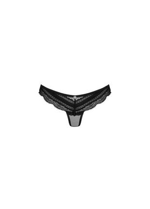 Напівпрозорі трусики з підвіскою obsessive ivannes panties black s/m, чорні