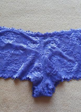 Новые сине фиолетовые кружевные трусики цветочные шортики с цветами кружево большие ххл-3хл/16-18/44-46/52-54 george