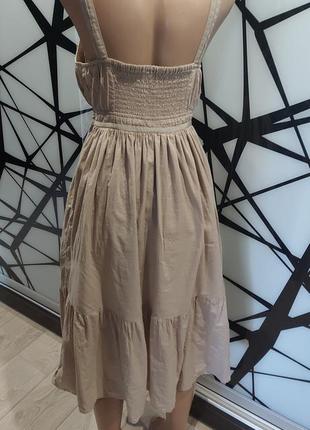 Шикарное двухярусное платье из очень легкого хлопка с вышивкой daniel hechter цвета кемел 42-464 фото