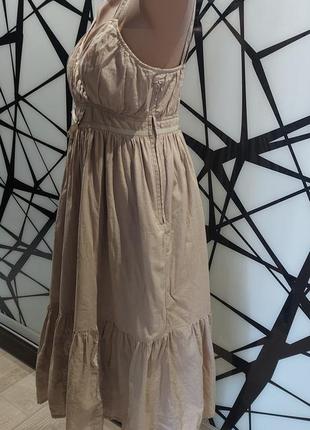 Шикарное двухярусное платье из очень легкого хлопка с вышивкой daniel hechter цвета кемел 42-465 фото