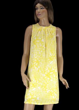 Брендовое жёлтое лёгкое шифоновое платье "h&m" в цветочный принт. размер eur38.