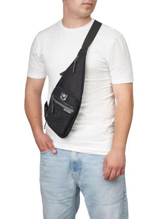 Рюкзак на одне плече чоловічий тканинний чорний volunteer 1819-015 фото