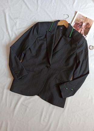 Серый удлиненный пиджак с контрастными линиями/на одну пуговицу/унисекс