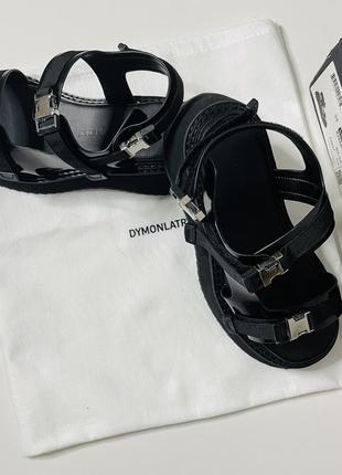 Dymonlatry сандалии брендовые женские черные босоножки стильные на высокой подошве модные кожаные
