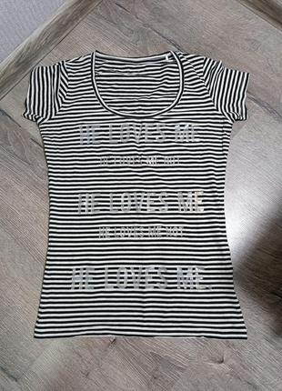 Смугаста футболка Bag guess з надписом he LBL me