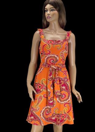 Брендовое трикотажное платье "dorothy perkins" с принтом. размер uk14/eur42.1 фото