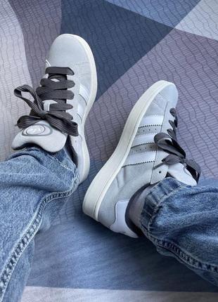 Кроссовки кеди adidas campus 00s grey gy9472 адидас кампус серые с белыми полосками2 фото