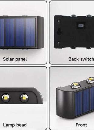 Світлодіодна сонячна лампа настінний світильник водонепроникне ліхтарик акумуляторний  на сонячних батареях6 фото