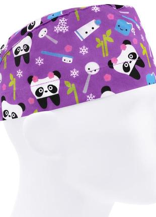 Медична шапочка шапка чоловіча тканинна багаторазова принт зуби панда