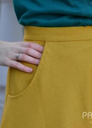Шерстяная юбка миди цвет лимонный карри4 фото