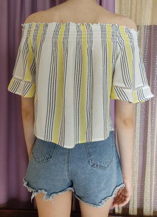 Натуральная вискозная, свободная, легкая  блуза топ  в полоску6 фото