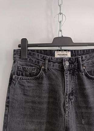 Рваные джинсы мом серого цвета pull&bear ,s/36, mex 293 фото
