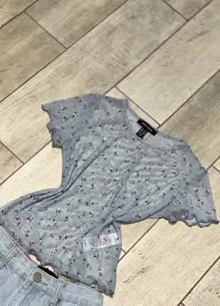 Футболка сетка в цветочный принт(032)