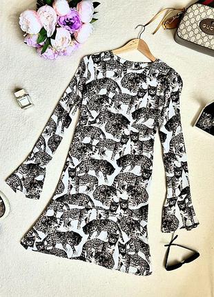 Платье h&m , платье в леопардах, платье с рукавом