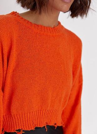 Короткий джемпер свитер с рваними краями 80% хлопок6 фото