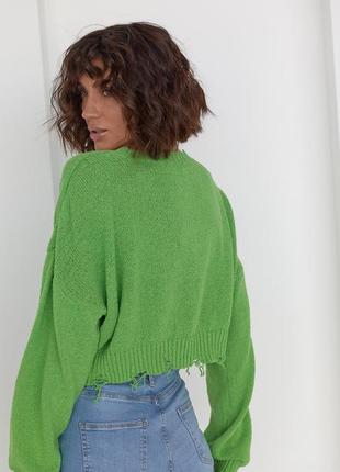 Короткий джемпер свитер с рваними краями 80% хлопок10 фото
