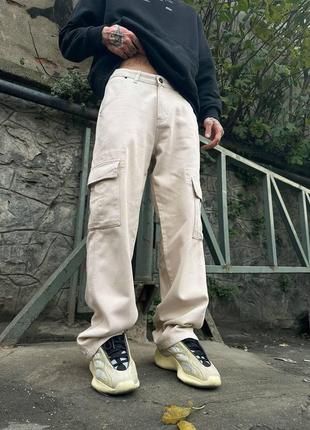 Трендовые премиум штаны карго плащевка с боковыми карманами стильные оверсайз