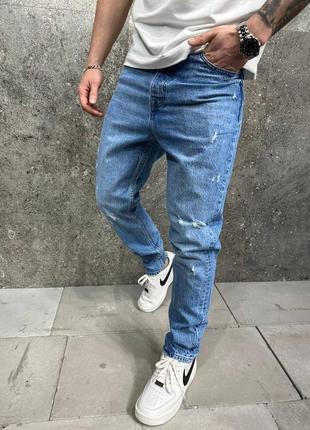 Преміум джинси з потертостями вільного крою чоловічі якісні