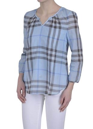 Бавовняна блуза в клітку сорочка вільного крою блуза-розпашонка burberry brit оригинал блузка в клетку рубашка