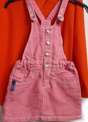 Спідниця сарафан рожева  джинсова на дівчинку зріст 122см